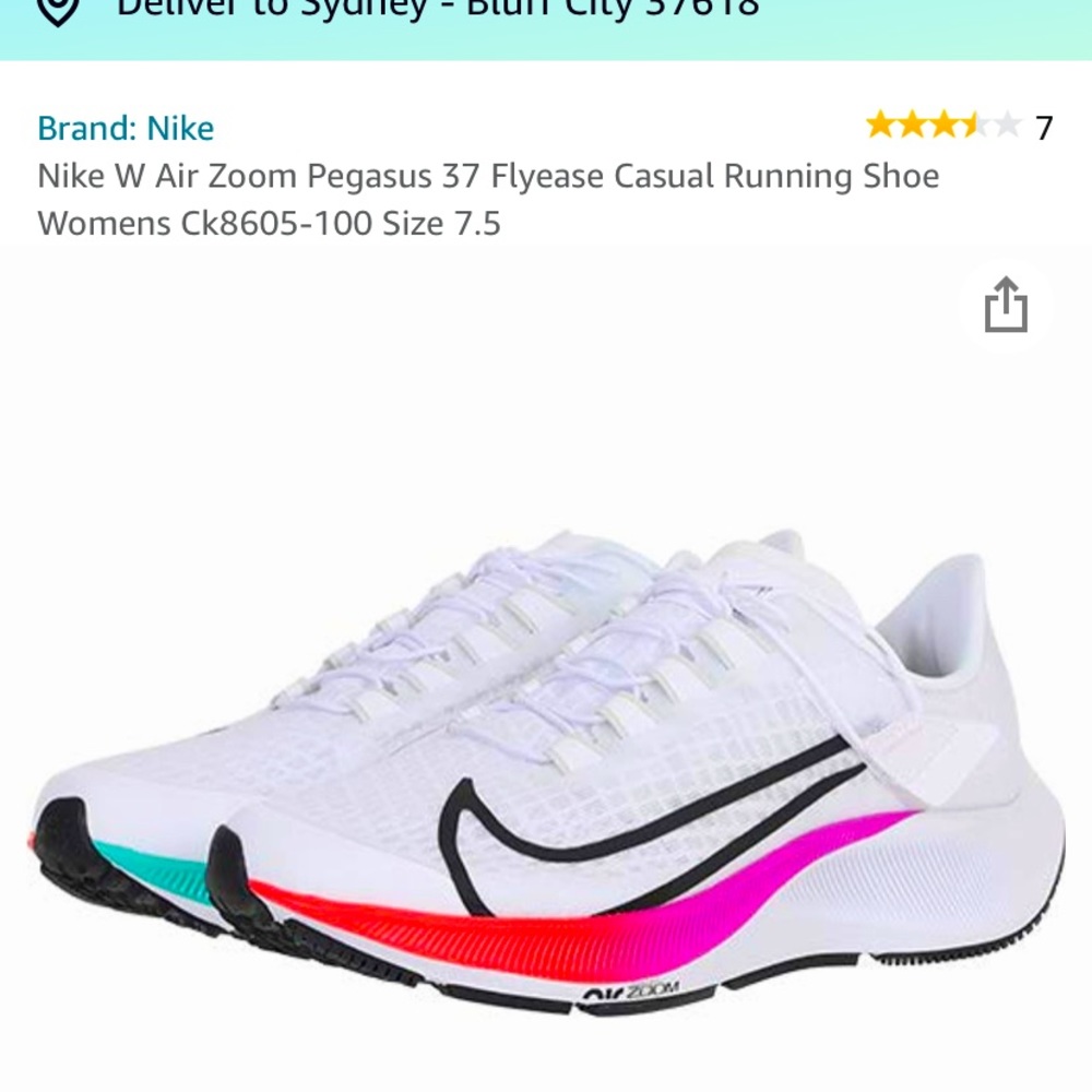 NIKE SIZE 7 AIR ZOOM PEGASUS 37